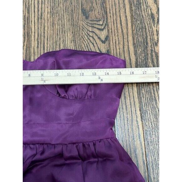 J. Crew Cocktail Silk Dress Strapless Tiered Ruffle Knee Length Purple 2 NEW - Picture 5 of 9